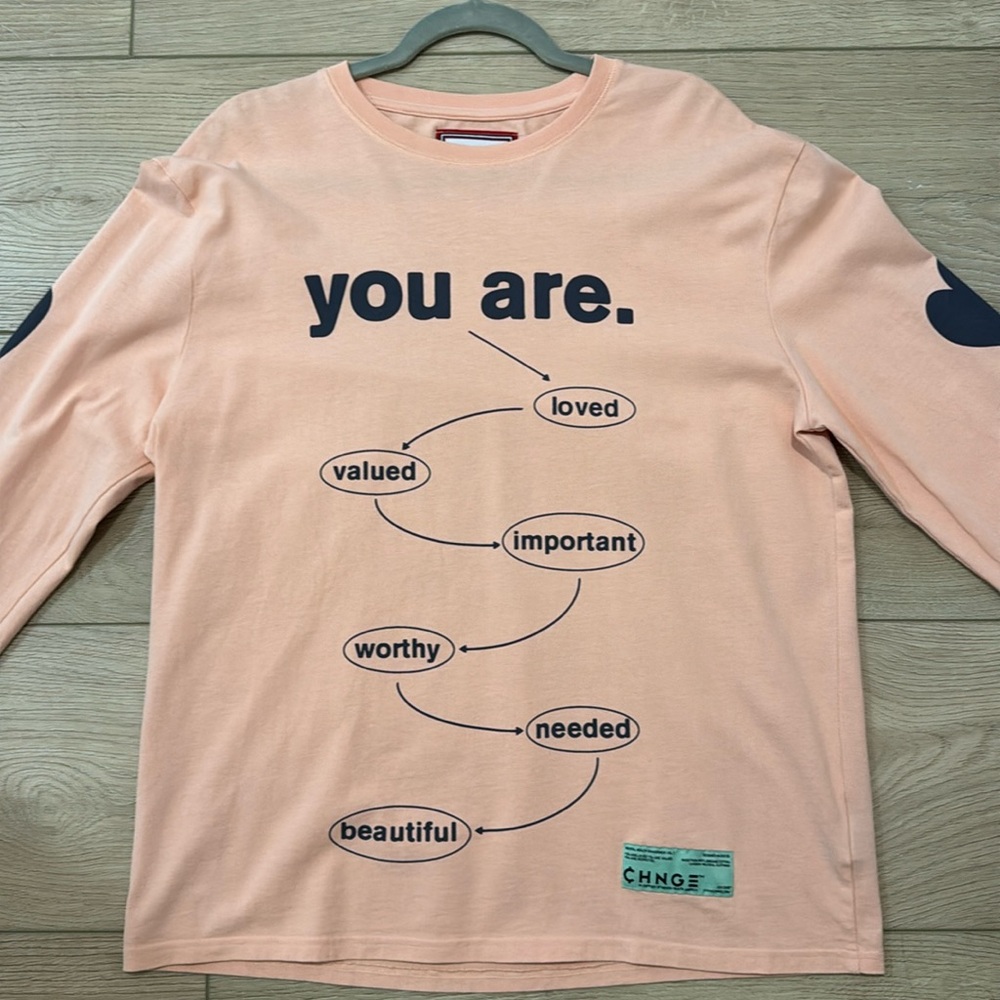 CHNGE “You Are” Graphic Long Sleeve Shirt Men’s L Pink